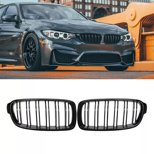 for BMW F30 F31 320i 328i 2012-2018 Front Bumper Kidney Grille Grill Gloss Black