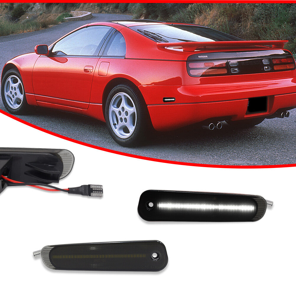 2-pack of smoked white LED rear side marker parking lights suitable for Nissan 300ZX Z32- 90-96