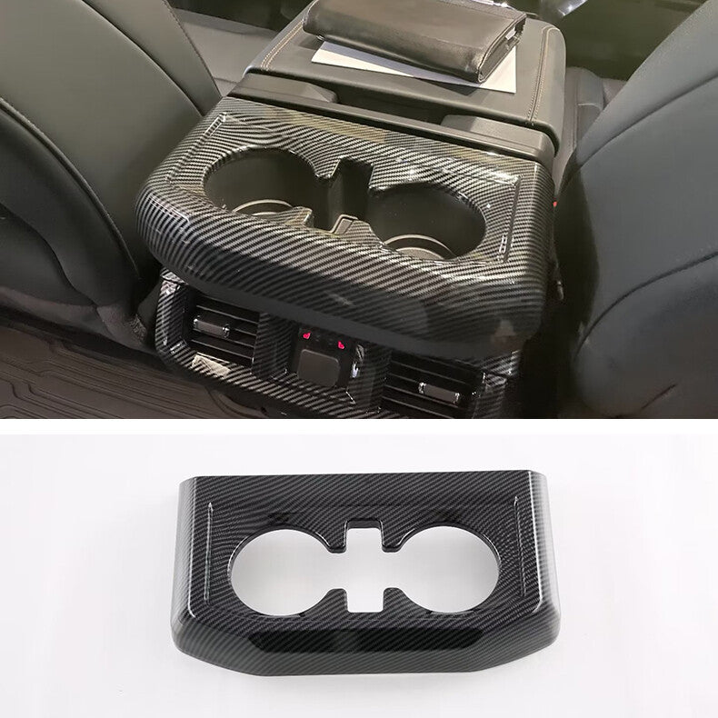 for Ford F150 2021-2023 Carbon Fiber Armrest Box Rear Cup Holder Trim Cover