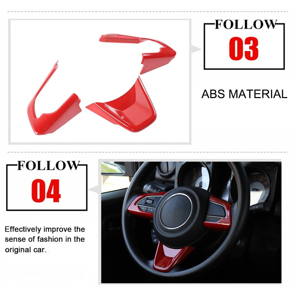 Red ABS Interior Steering Wheel Decoration Cover Trim for Suzuki for Jimny 2019-2023