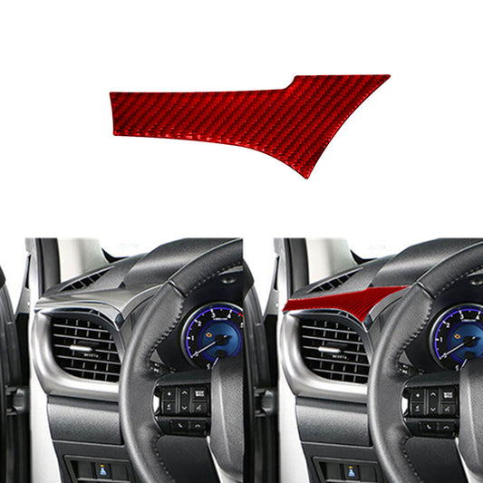 Red Carbon Fiber Above of Driver Side Vent Cover Trim for Toyota Hilux 2015-2021