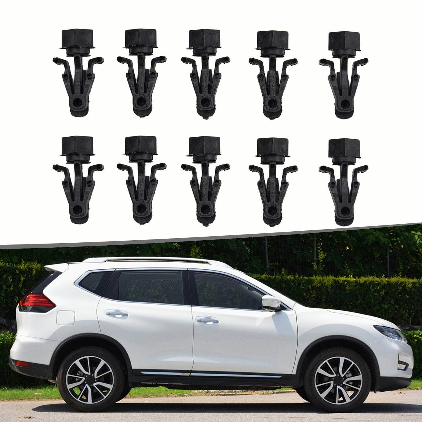10x Car Bumper Grille Retainer Fastener Clips Bumper Hood Clips for Nissan /Black