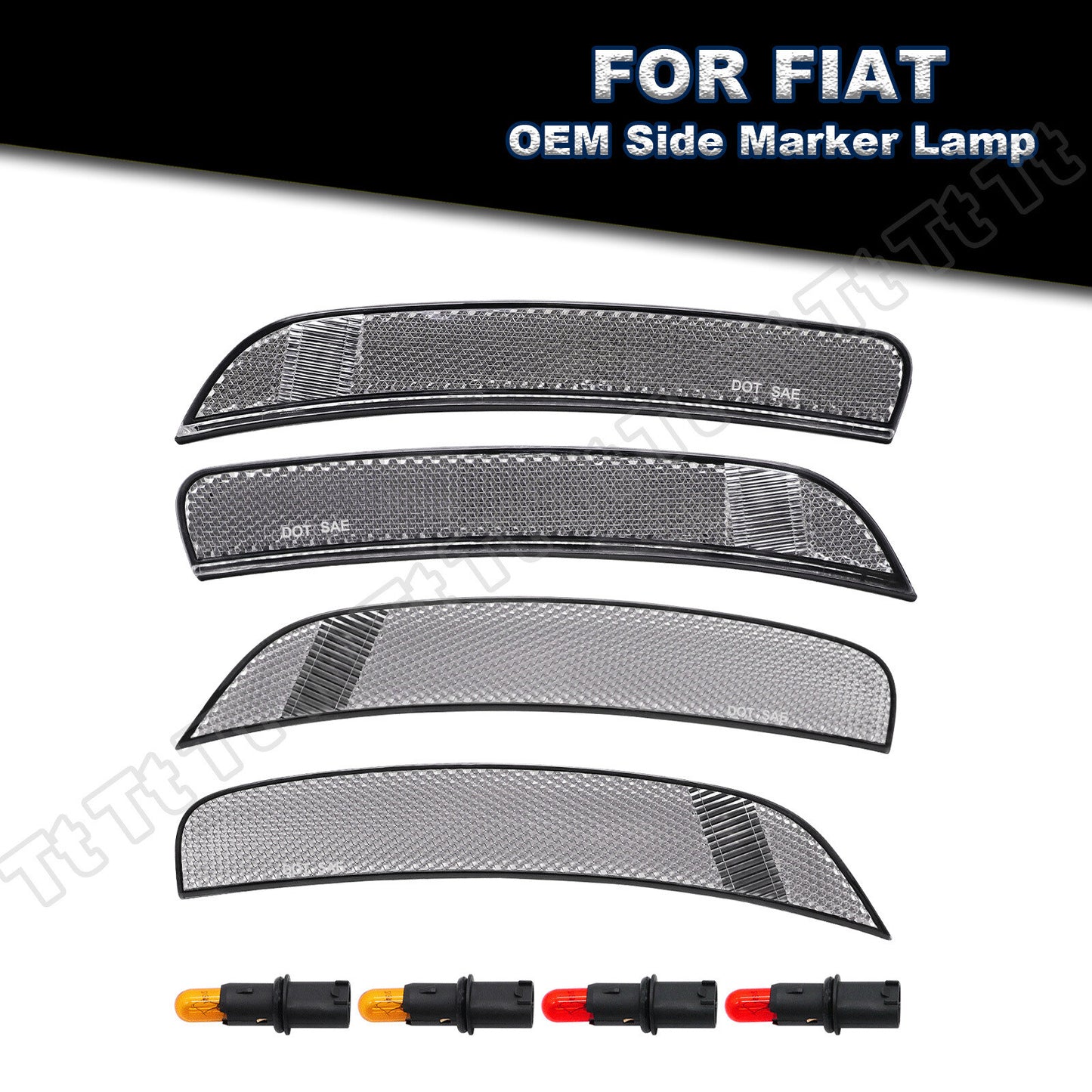 4-pack of front and rear side marker lights with OE LED strip bulbs suitable for 2012-2017 for Fiat 500 for Abarth