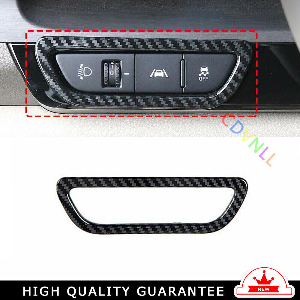 Inner Headlight Button Frame Cover Trim for Kia Carnival 2022-2023 Carbon Fiber
