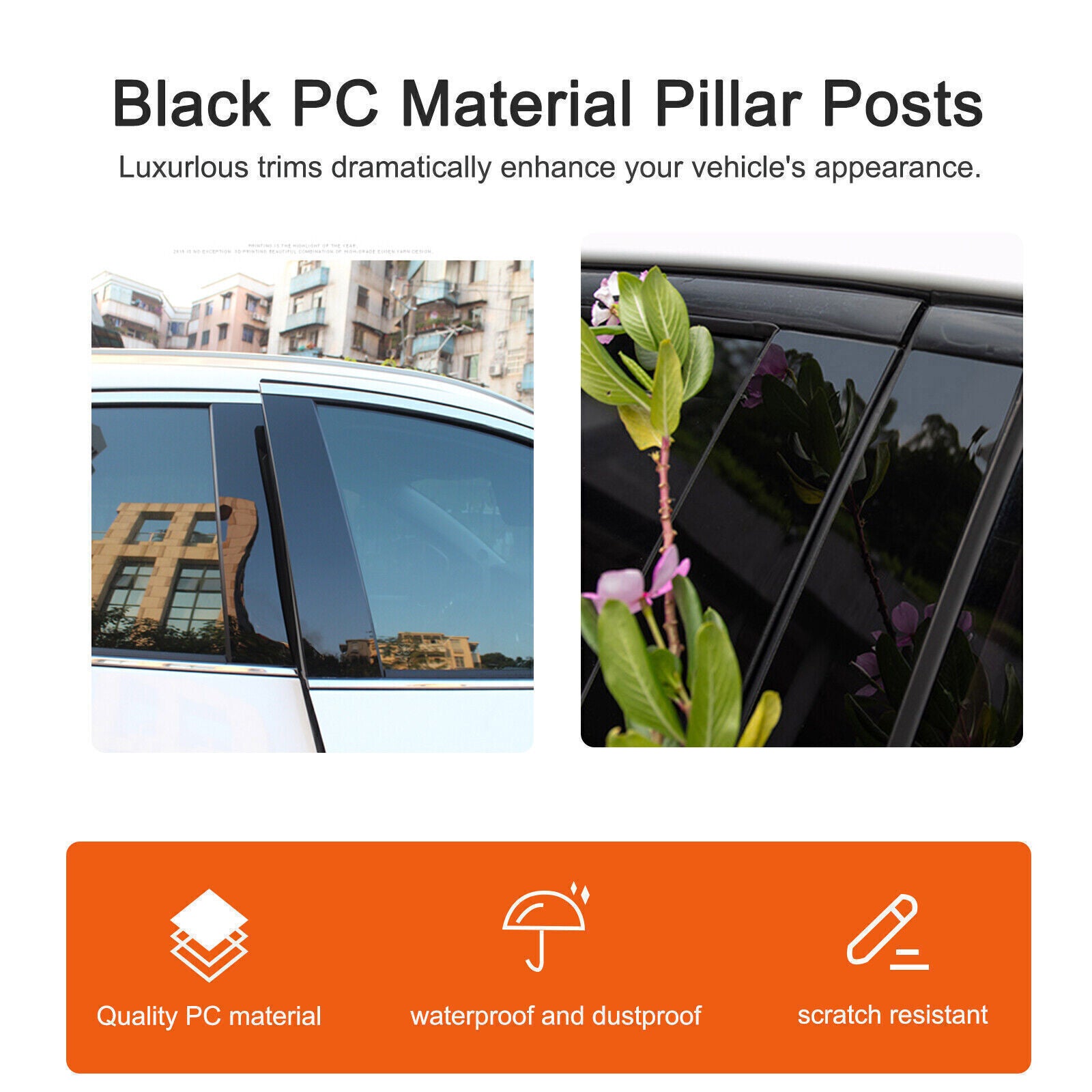 Piano Black Pillar Post Door Window Molding Strip Trim for Nissan Armada 2005-15