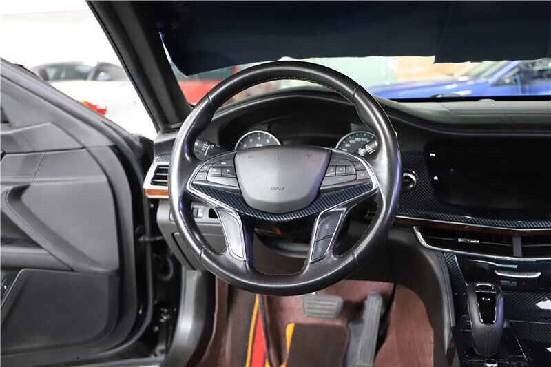 for Cadillac CT6 2016-2020 Carbon Fiber Inner Steering Wheel Strip Cover Trim 1P