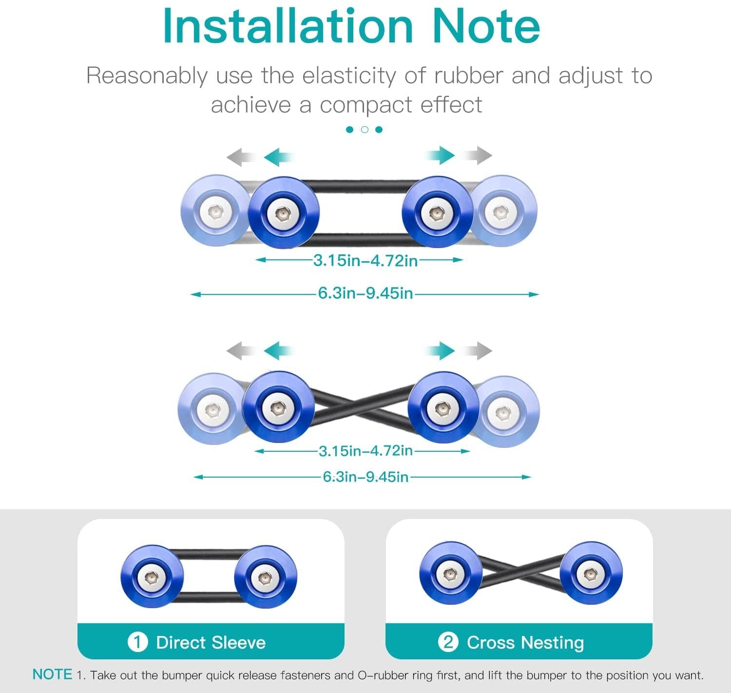 8-piece set of blue bumper quick-release front and rear bumper fasteners and trunk mudguard clips