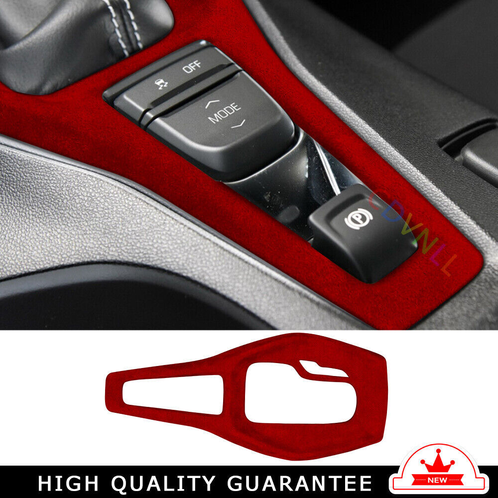 Console Gear Shift Frame Cover Trim Inner for Chevrolet Camaro 2016-20 Red Suede