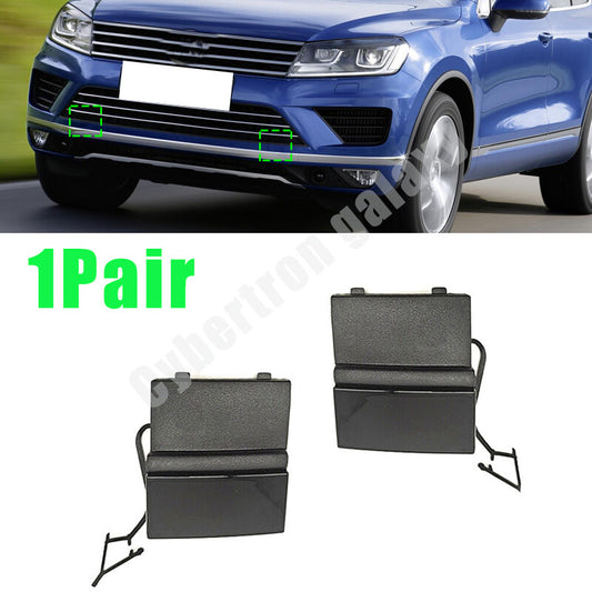 PAIR FRONT BUMPER TOW HOOK EYE COVER CAP for VW TOUAREG 2014-2018