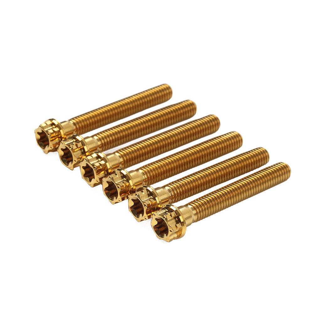 6pcs Bolts Torx Head Flange Screws M8x60mm Gold For Motorcycle Bike