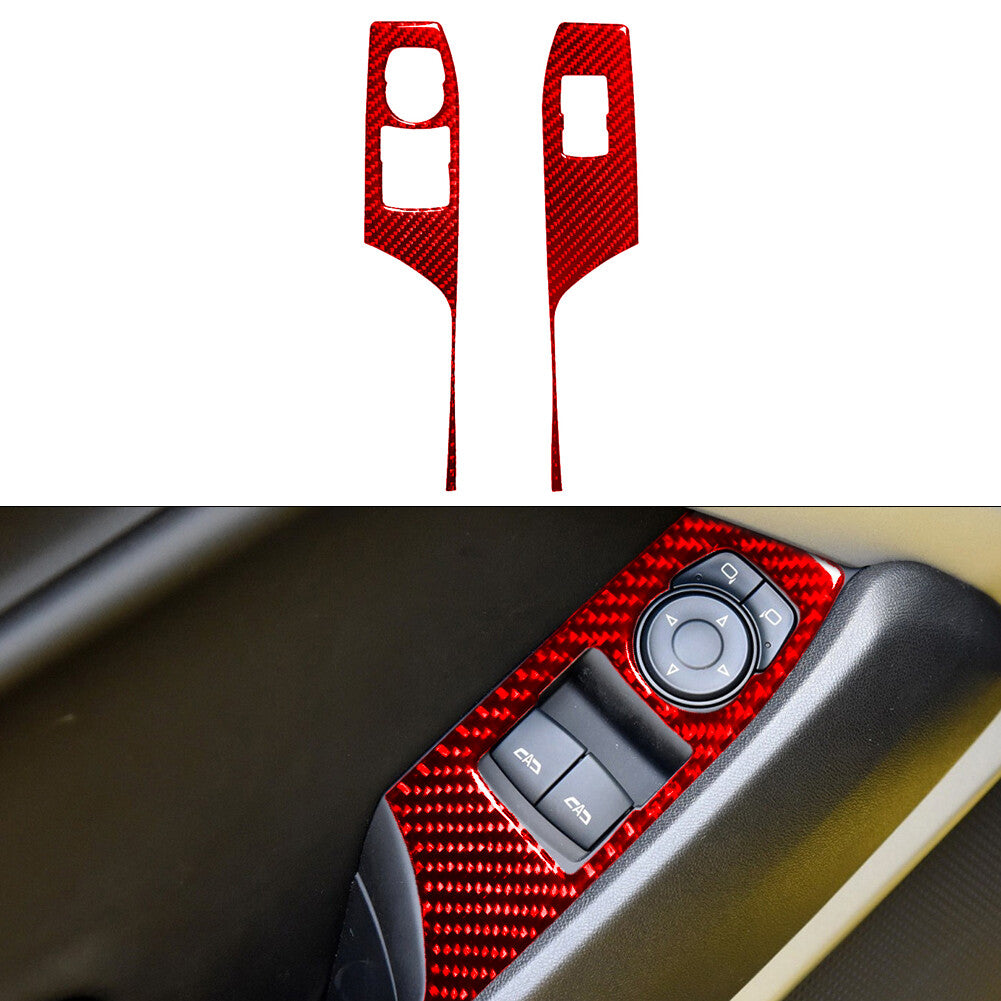 Window Lift Panel Trim Cover Bezel for Chevrolet Camaro 16-18 Carbon Fiber Red