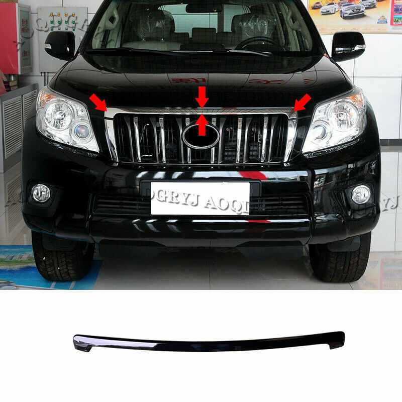 for TOYOTA PRADO 2010-13 Black ABS Front Grill Grille Engine Hood Cover Trim 1x