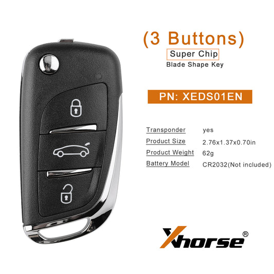 Universal Super Remote Flip Key for DS Style 3 Buttons XEDS01EN for VVDI Tool