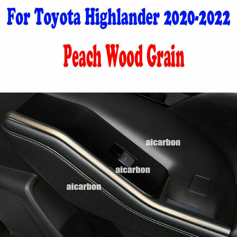 4X Peach Wood Grain Interior Door Strips Cover for Toyota Highlander 2020-2023