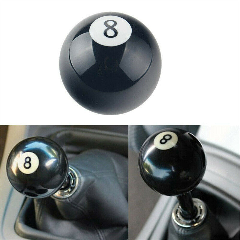 Black 8 Ball Billiard Shift Knob Acrylic Manual Gear Shifter Head w/ 3 Adapters