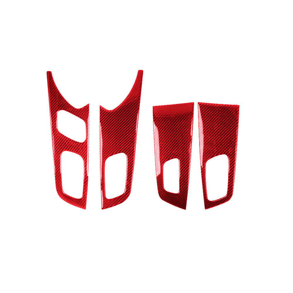 4X Red Carbon Fiber Interior Door Handle Cover Trim for Honda CRV CR-V 2015-2016