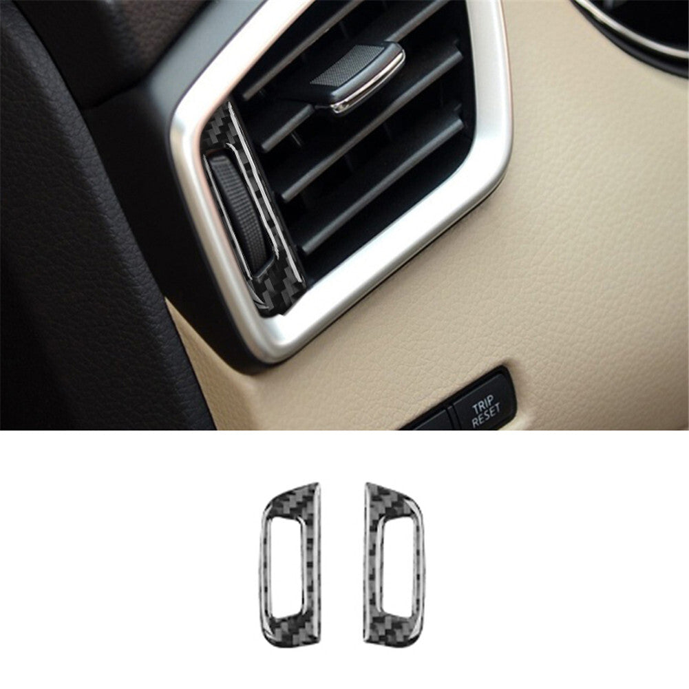 2X Carbon Fiber Front Dash Air Adjusts Cover Trim for Nissan Rogue 2014-2016