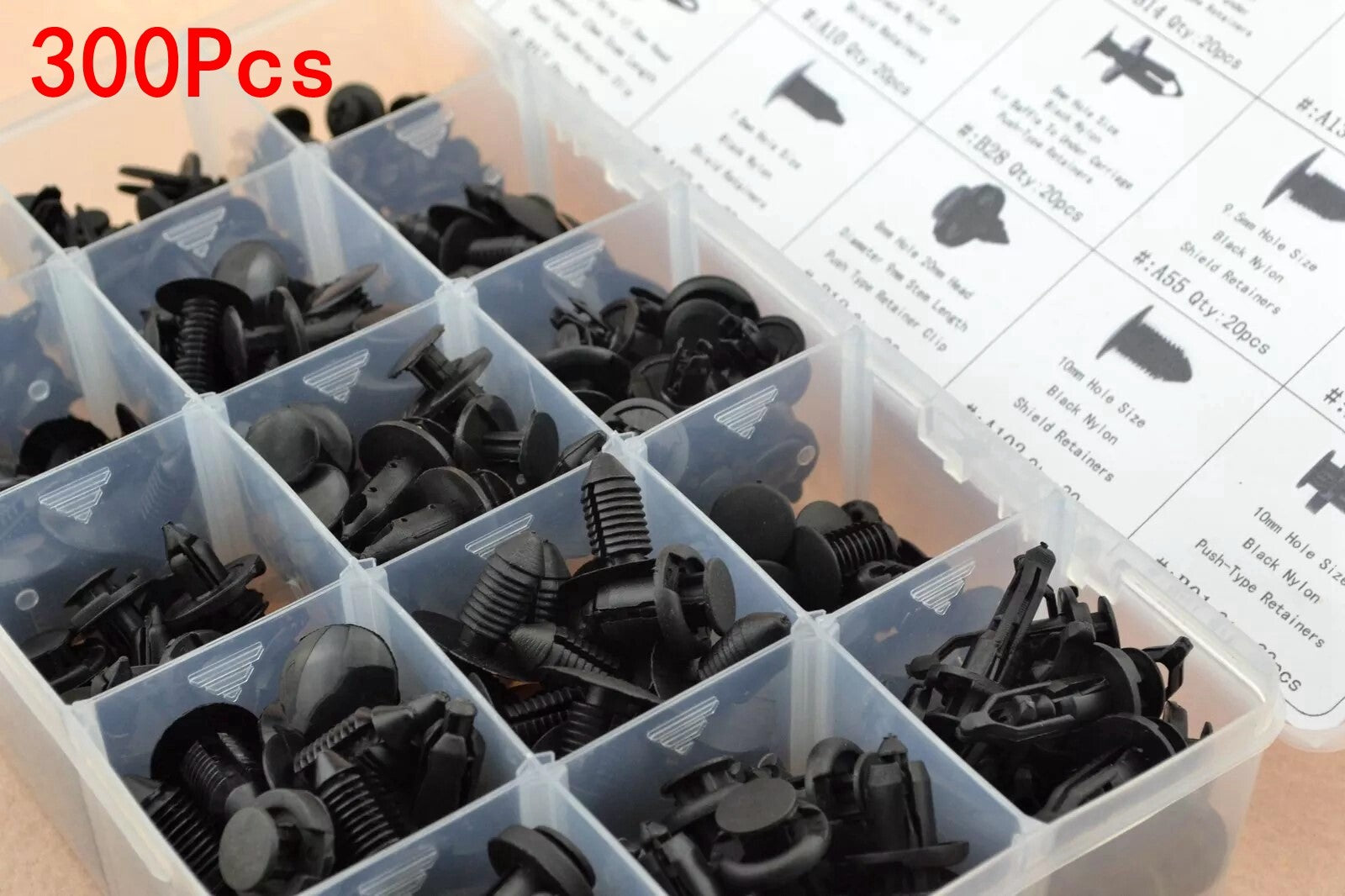 300 Pcs Car Push Pin Rivet Trim Clip Panel Body Interior Retainer Assortment