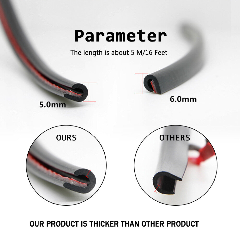 5m rubber car door edge protection motor vehicle door seal sealing strip saver new