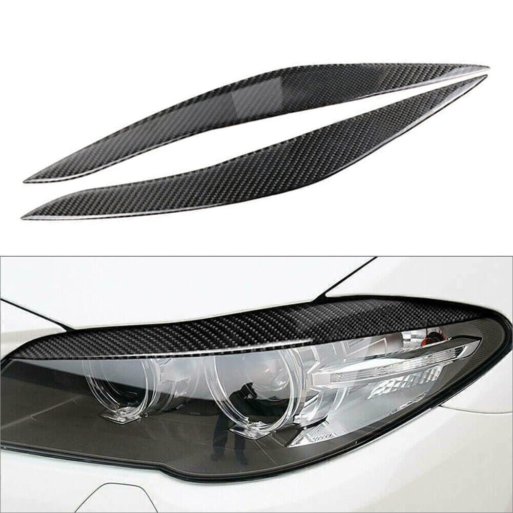 Headlight Eyebrow Eyelid M Sport Cover Trim for BMW 5 Series F10 Carbon Fiber