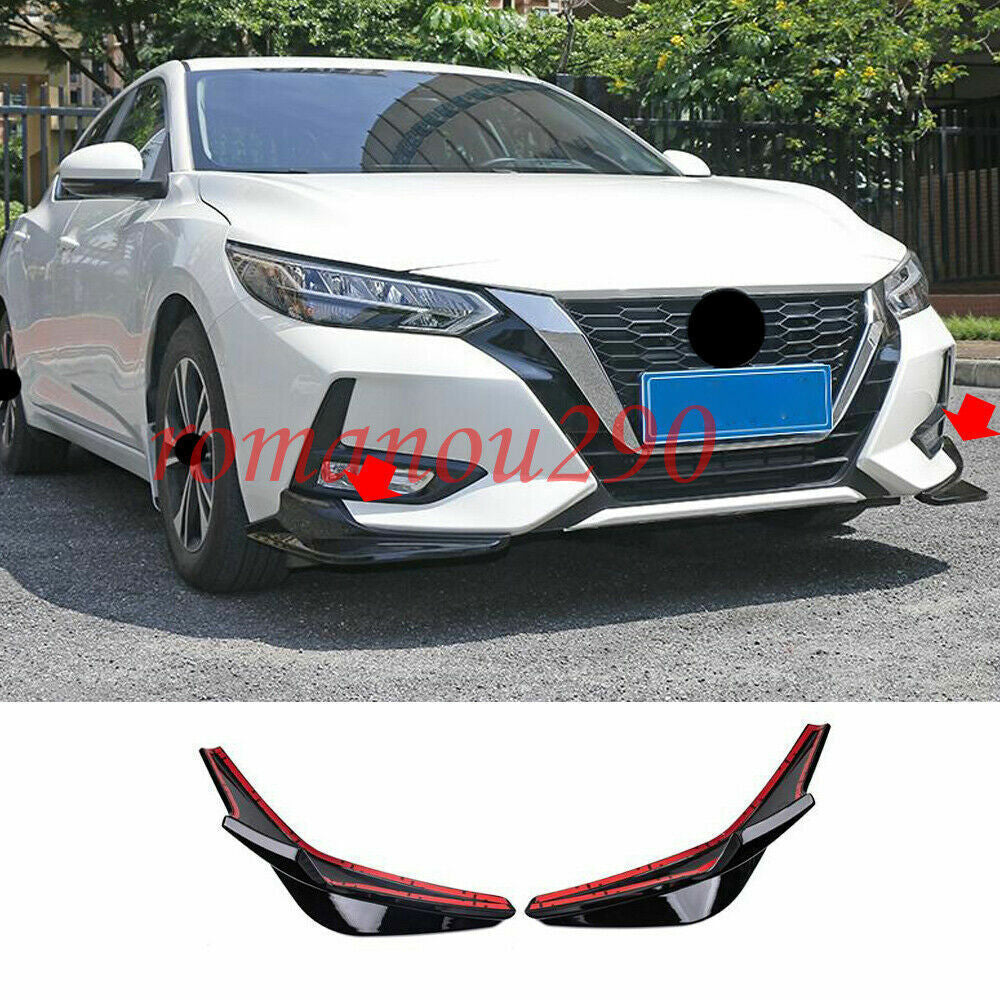 for Nissan Sentra 2020-2023 Glossy black Front Bumper Side Spoiler Cover protect