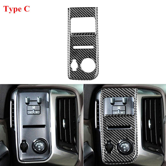 Carbon Fiber Dim Light Control Cover Trim For Silverado for GMC for SIERRA 2014-2018 C