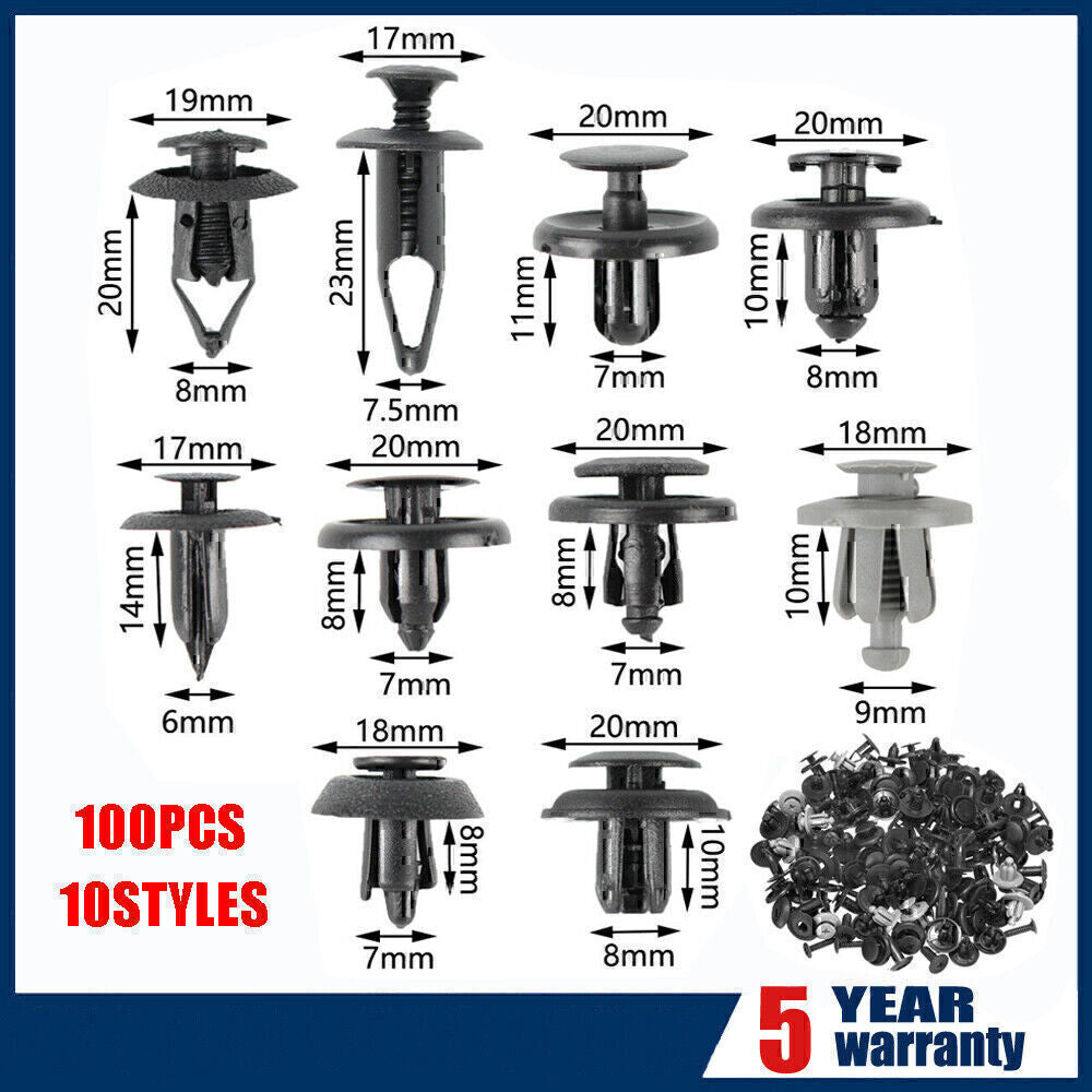 100pcs 10kinds Plastic Fastener Clips Fender Set Universal Car Auto Push Pin Ne
