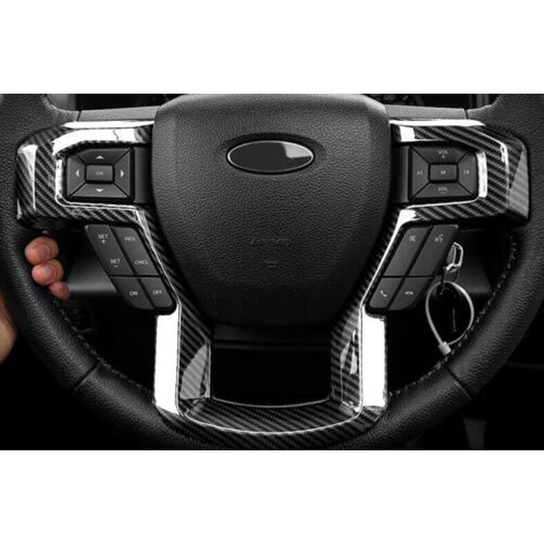 for Ford F150 F-150 2015-2020 Carbon Fiber Inner Steering Wheel Panel Cover Trim