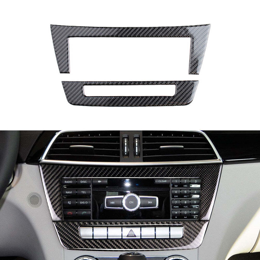 Carbon Fiber Center CD Control Panel Cover for Mercedes Benz C Class W204 11-13