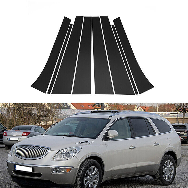for Buick Enclave 08-2017 Piano Black Pillar Post Door Window Molding Strip Trim