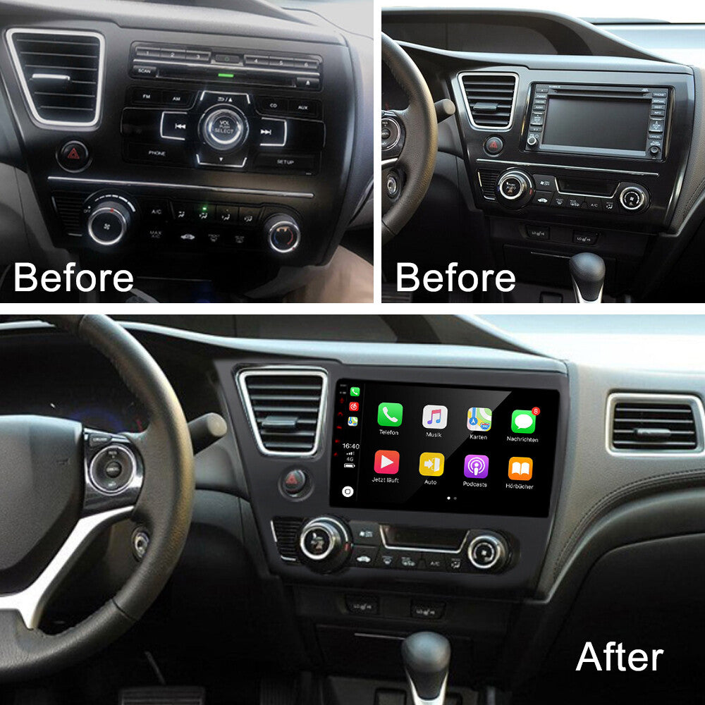 9-inch screen for Honda for Civic 2013 - 17, Android 13.0, Apple CarPlay, car radio, stereo, GPS, navigation.