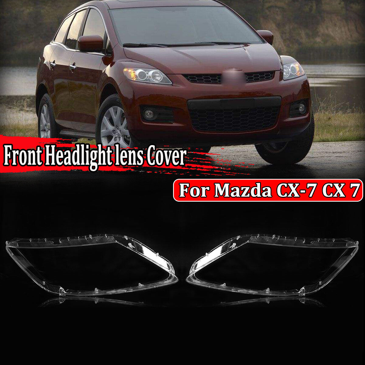 for Mazda CX-7 2007-2012 Front Headlight Lens Shell Cover Lampshade Clear LH+RH