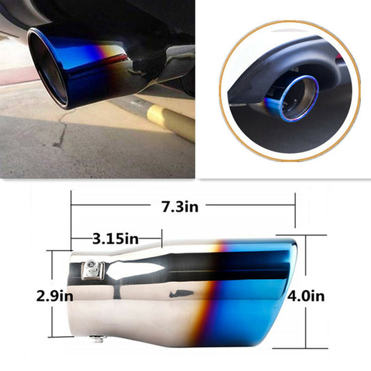 Half Blue Exhaust Muffler Car Modification 2.9in Rear Tail Pipe End Tip Silencer