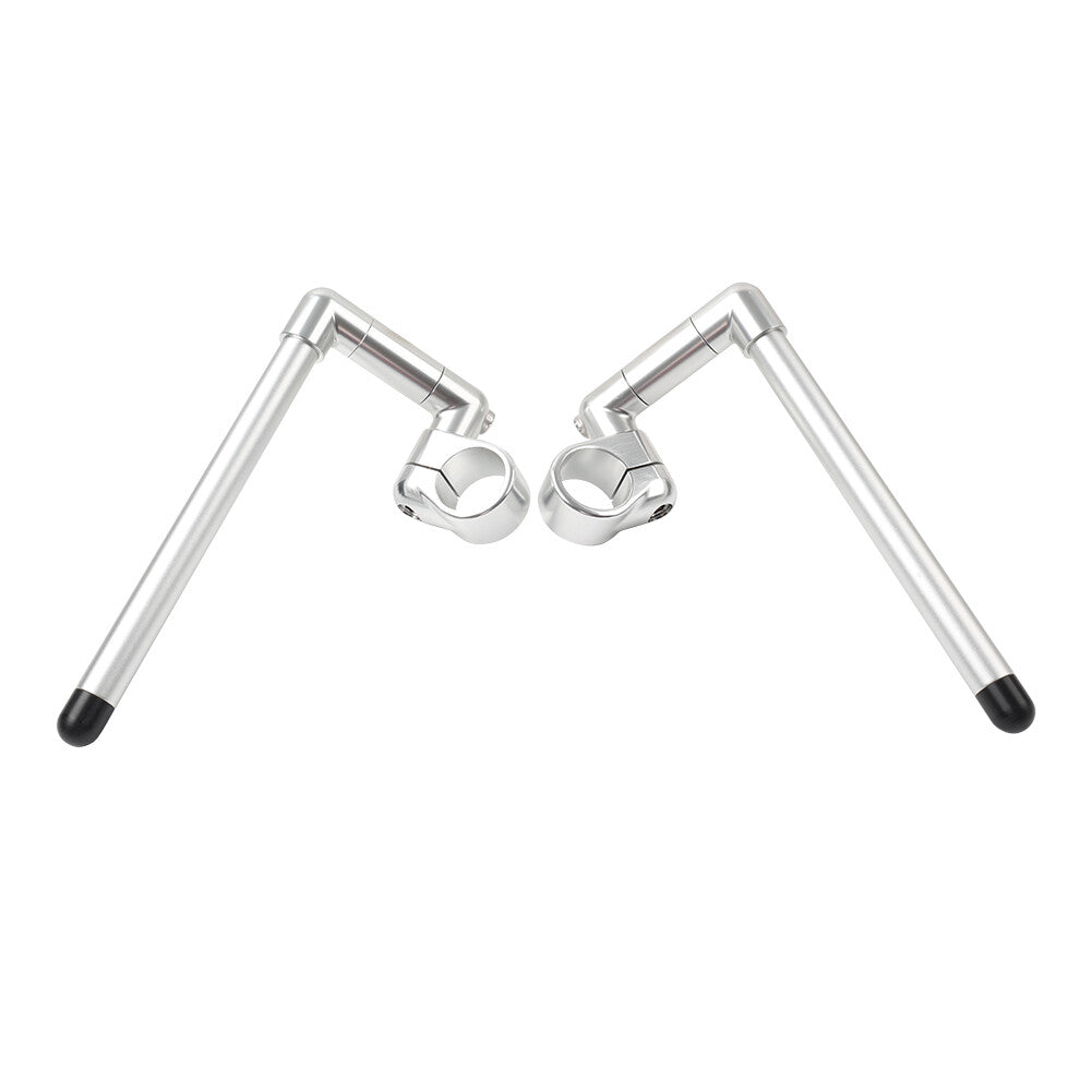 41MM Cafe Racer Bars 7/8 Universal Clip-On Handlebar Fork Tube Silver
