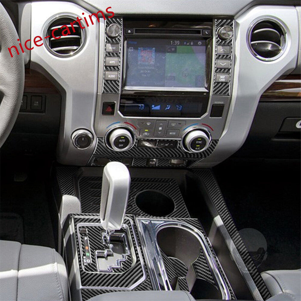 21Pcs Carbon Fiber Central Control Gear Shift Set Trim for Toyot@ Tundr@ 2014-21
