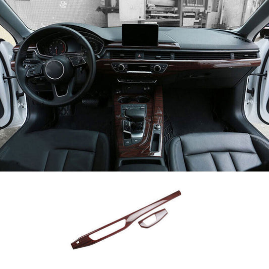 for Audi A4 A5 2017-2024 ABS Red Wood Central Console Dashboard Panel Strip Trim