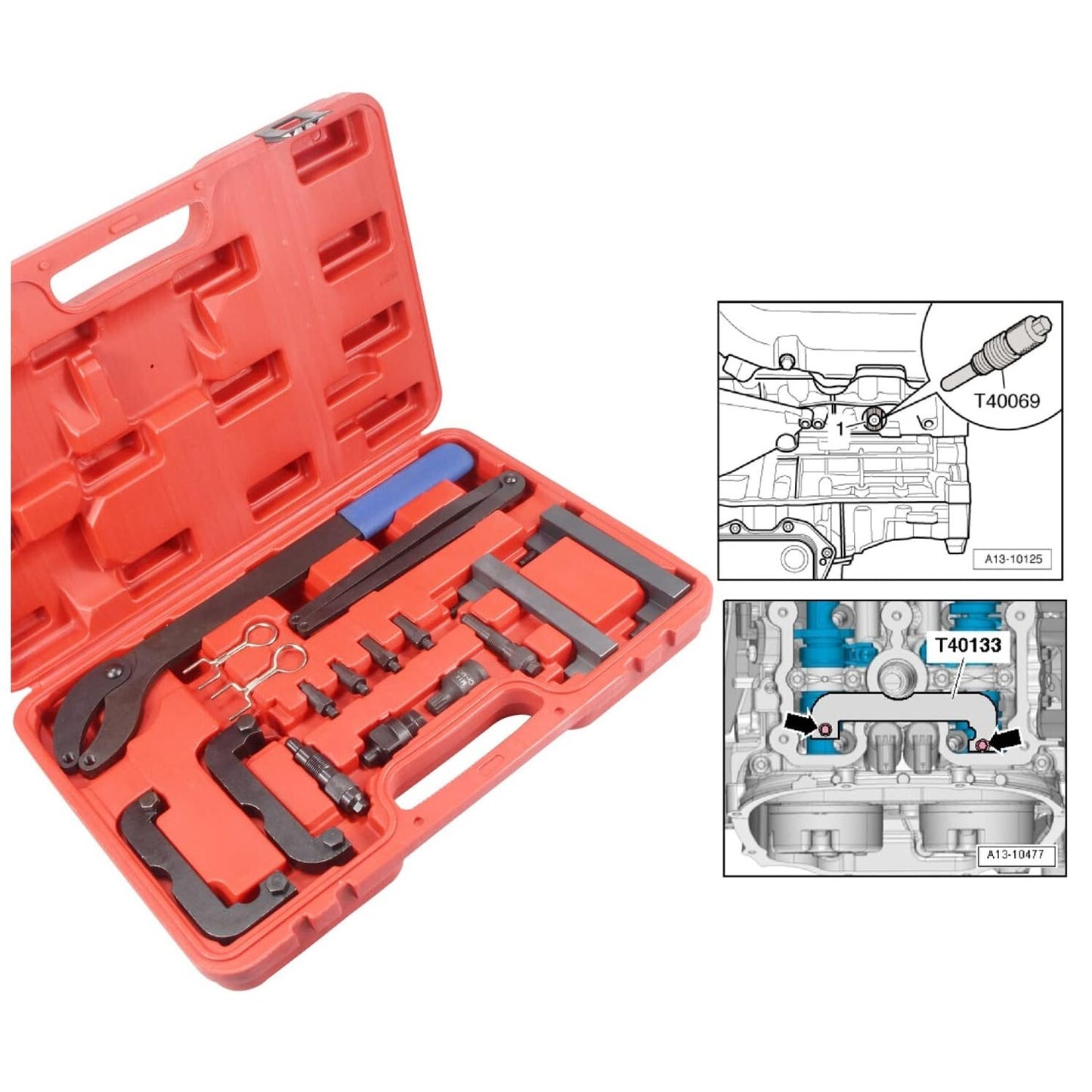 Engine timing tool suitable for Audi for VW 2.0, 2.4, 2.8, 3.0T, 3.2, 4.2, 5.2 and for Porsche 3.0T T40070O