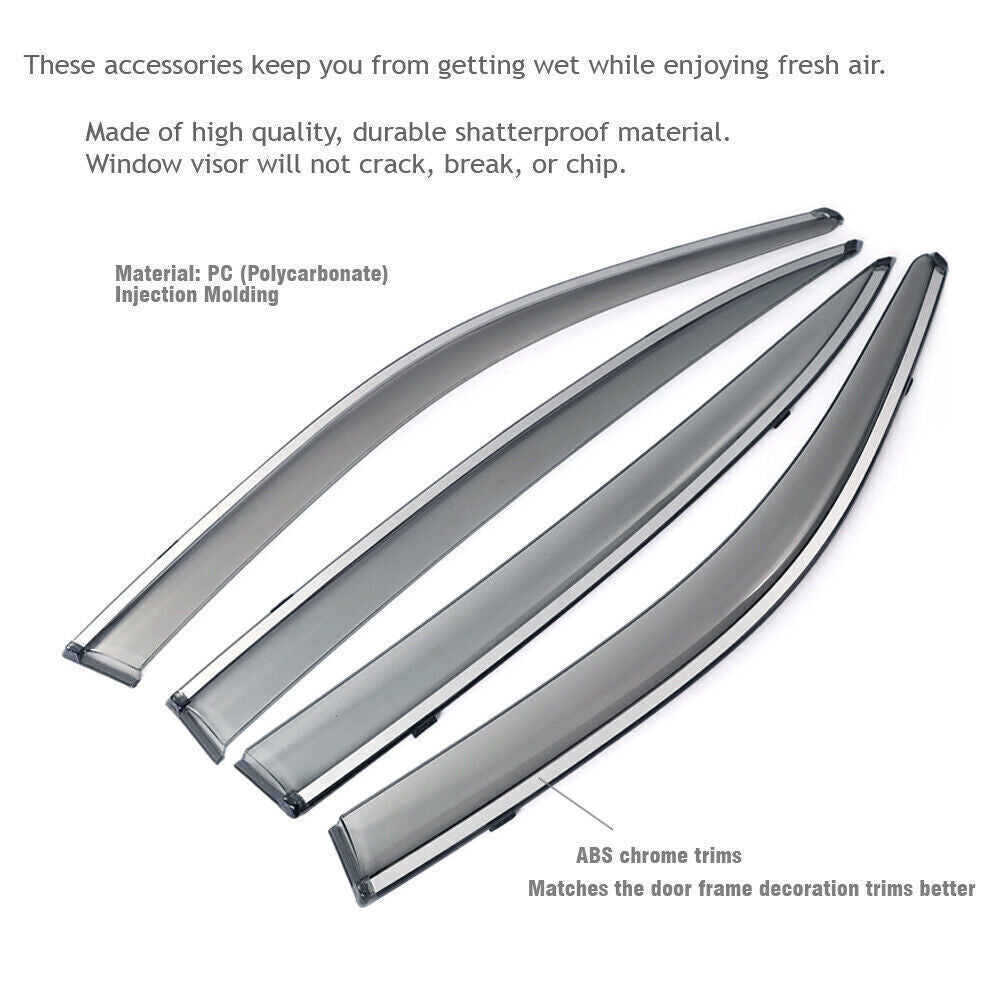 4X Sun Rain Guards Window Visor Wind Deflector Vent for 2015-2020 for Ford F-150 4dr