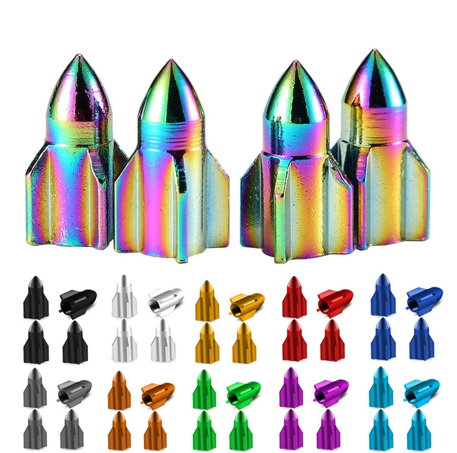 4-piece car tire valve cover rod air dust cover red bullet for Hyundai for Acura