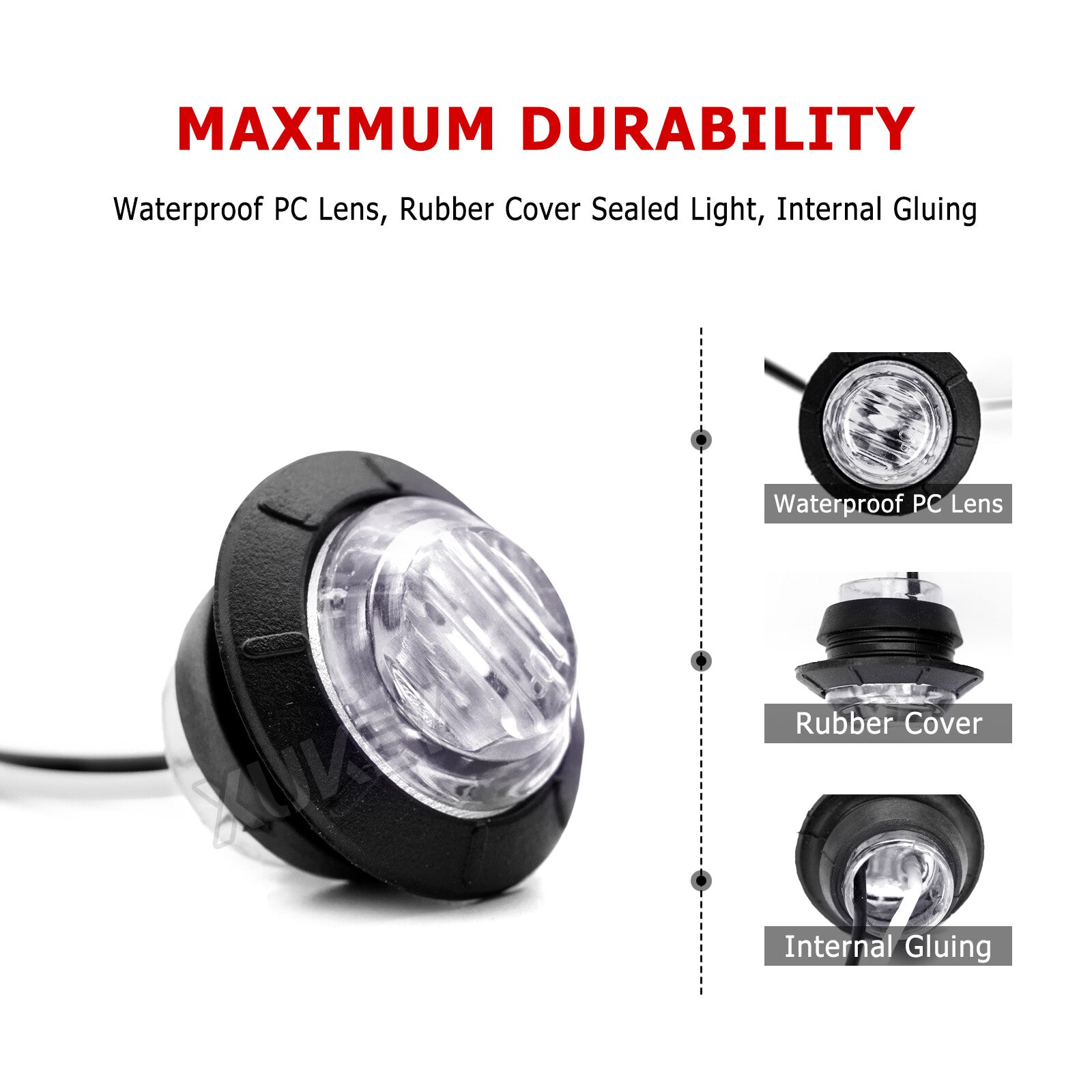 6PCS LED SIDE MARKER LIGHT INDICATOR LAMP WHITE TRUCK LORRY Trailer DRL 12V 24V