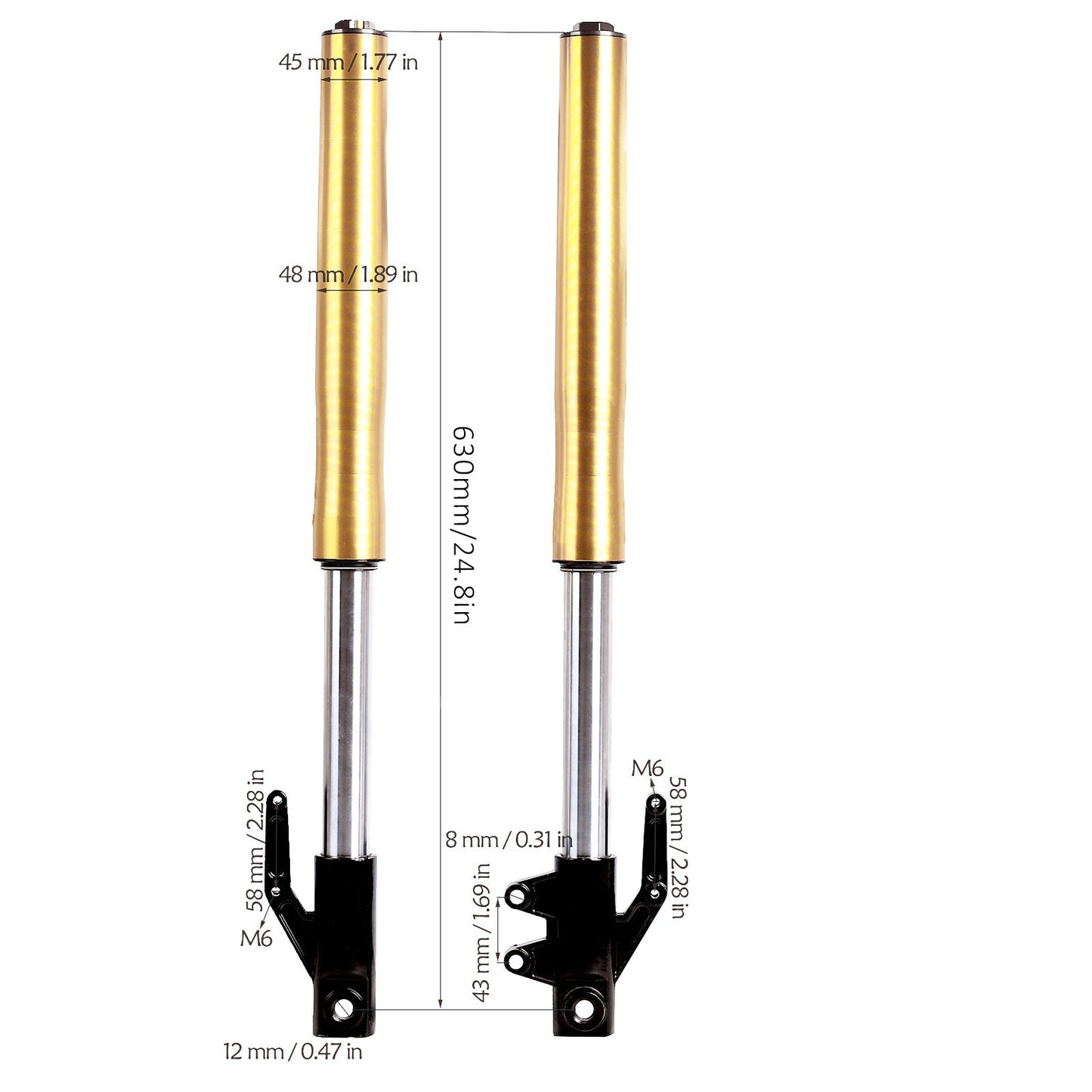 45/48 mm 630 mm front fork triple clamp cross-country bike E-bike Monkey Razor MX650 CRF50