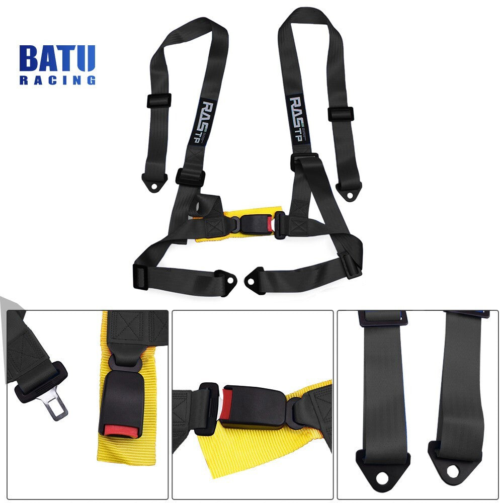 2 4 Point Go-Kart Racing Harness Universal for Seat Belt Safety Strap UTV ATV Black