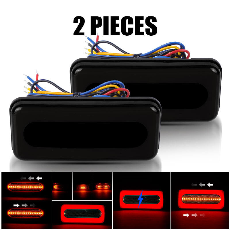 Red/Amber Sequential LED Light Bar Tail Lamp Turn Signal DRL Truck Car Universal