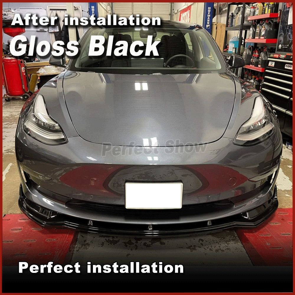 Fit for Tesla Model 3 Sedan 2017-2024 Gloss Black Front Bumper Lip Chin Spoiler