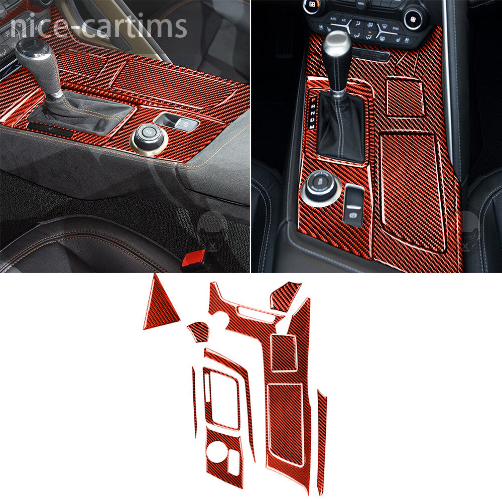 for Chevrolet for Corvette C7 2014-19 Red Carbon Gear Shift Water Cup Holder Trim¡Á11