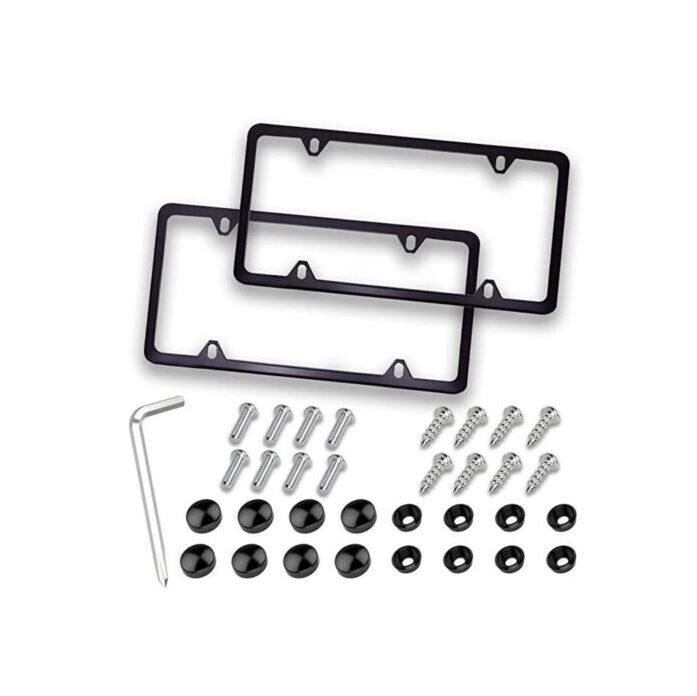 Car license plate frame cover cap rear boot ultra-thin metallic black for Subaru