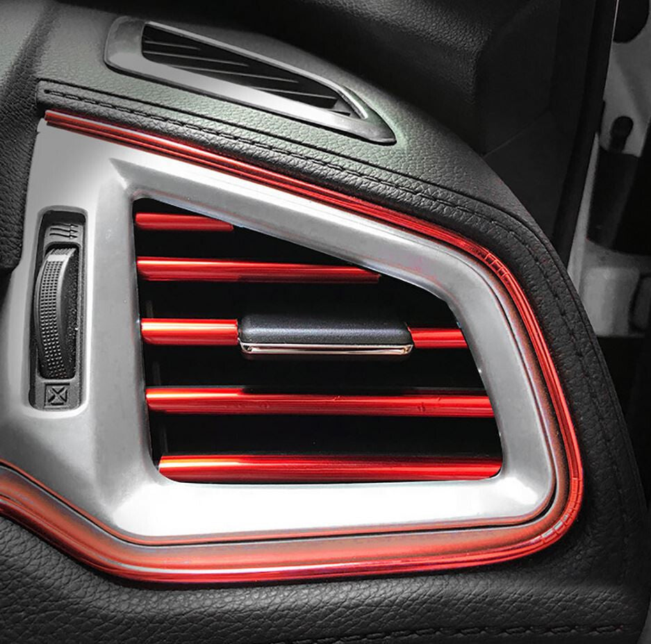 Red decorative strip for car air conditioning sockets suitable for Subaru and for Saab