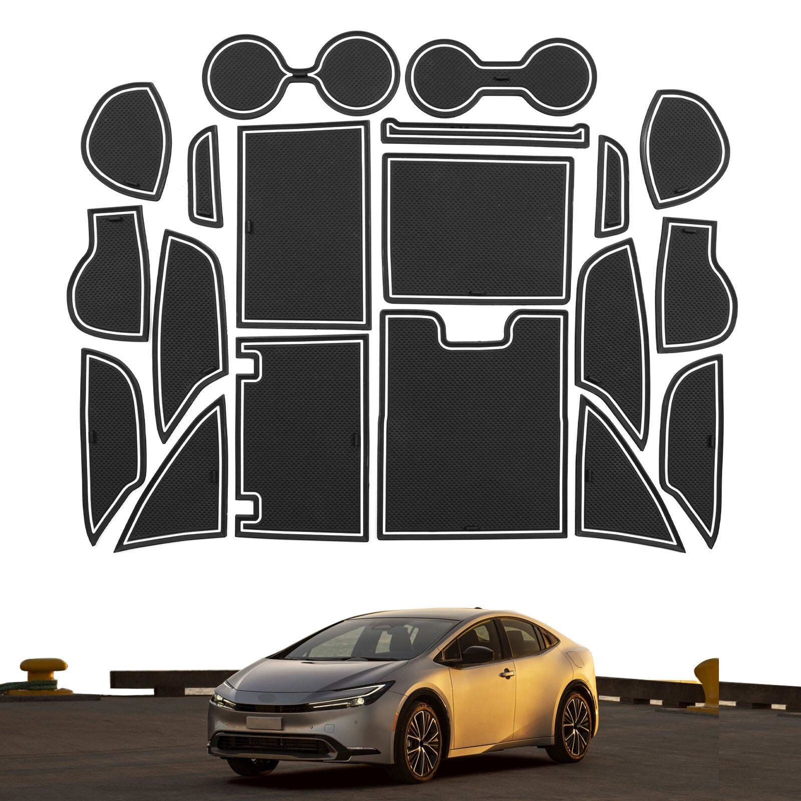 Anti-Slip Gate Slot Mat for Toyota Prius 2023 Car Cup Pads Interior Accessories