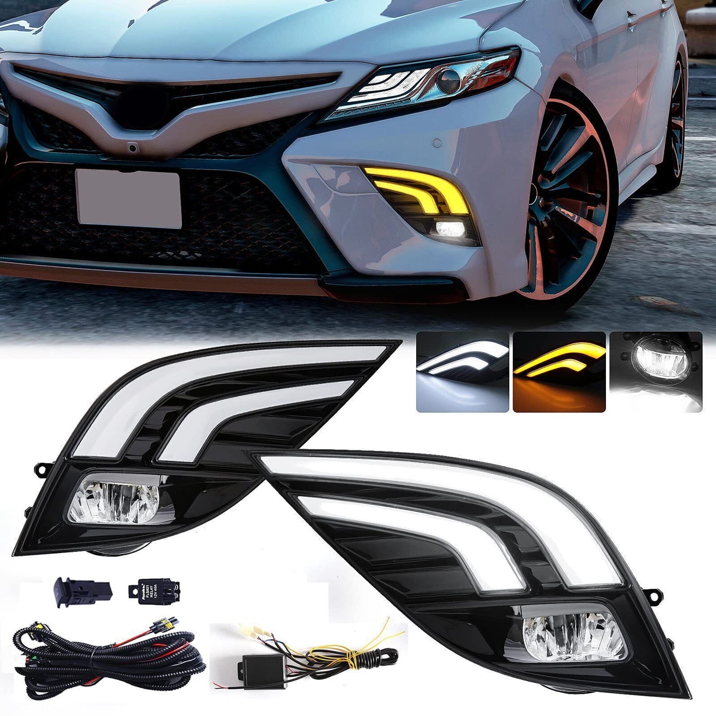 for Toyota for Camry SE XSE TRD 2018-2020 DRL Daytime Running Light Fog Light Kit