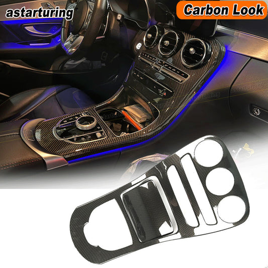 Carbon Center Console Gear Panel Decor Cover Trim for Benz C Class W205 GLC X253